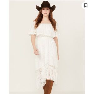 Chic White Lace Off-Shoulder High Low Dress